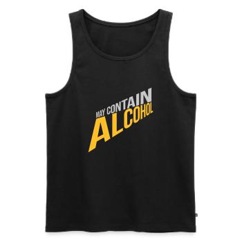 Peut contenir de l’alcool Texte - Débardeur bio Premium Homme - noir - Devant - Michal (187cm)