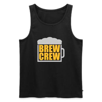 Verre de bière disant Brew Crew - Débardeur bio Premium Homme - noir - Devant - AI Model Male 178 light (178cm)