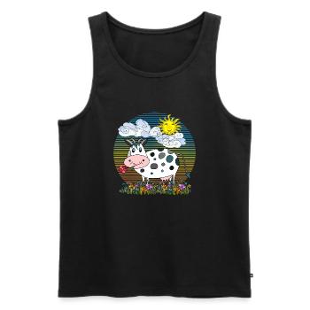 Cow - Men's Premium Organic Tank Top - black - Front - AI Model Male 178 light (178cm)