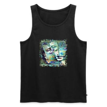 Toujours dormir l’amour - Débardeur bio Premium Homme - noir - Devant - AI Model Male 178 light (178cm)