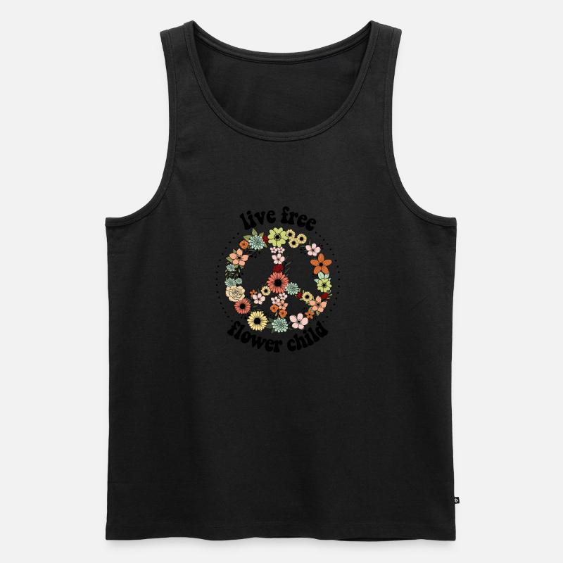 Blumen Peace süßes Design - Männer Premium Bio Tank Top - Schwarz