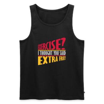 Exercise Extra Fries Zitat - Männer Premium Bio Tank Top - Schwarz - Vorne - AI Model Male 178 light (178cm)