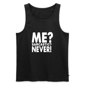 Ich? Sarkastisch? Nie - Männer Premium Bio Tank Top - Schwarz - Vorne - AI Model Male 178 light (178cm)