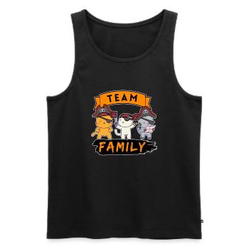 team family cat pirate department head funny - Men's Premium Organic Tank Top - black - Front - AI Model Male 178 light (178cm)