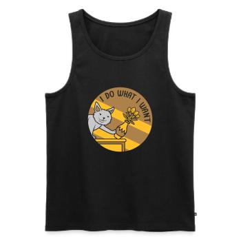 Naughty cat knock over flower vase - Men's Premium Organic Tank Top - black - Front - AI Model Male 178 light (178cm)