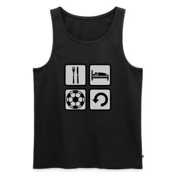 Icônes Football Eat Sleep - Débardeur bio Premium Homme - noir - Devant - AI Model Male 178 light (178cm)