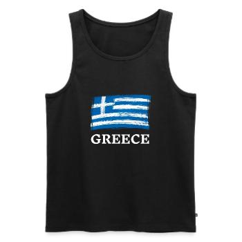 Grèce Drapeau Grec Vacances Voyages Pays - Débardeur bio Premium Homme - noir - Devant - AI Model Male 178 light (178cm)