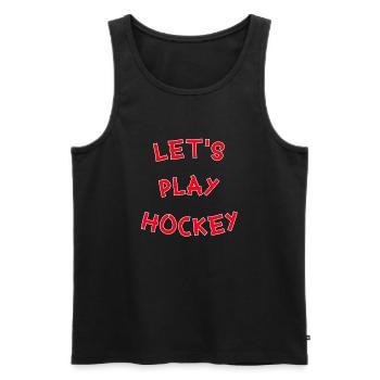 Jouons au Hockey Idée cadeau original Let's play - Débardeur bio Premium Homme - noir - Devant - Michal (187cm)