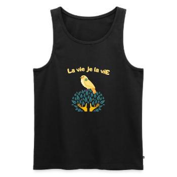 La vie je la vie 1 - Débardeur bio Premium Homme - noir - Devant - AI Model Male 178 light (178cm)