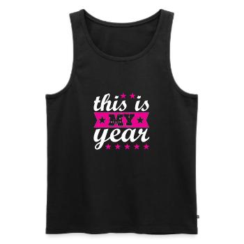 this is my year - Männer Premium Bio Tank Top - Schwarz - Vorne - AI Model Male 178 light (178cm)
