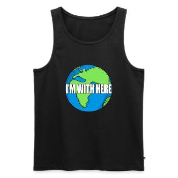 I am here - our earth - the world - Men's Premium Organic Tank Top - black - Front - Michal (187cm)