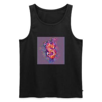 dollar symbol - Men's Premium Organic Tank Top - black - Front - AI Model Male 178 light (178cm)