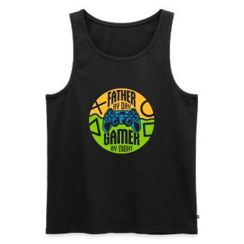father by day Gamer - Männer Premium Bio Tank Top - Schwarz - Vorne - AI Model Male 178 light (178cm)