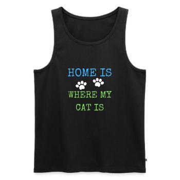 Home is where my cat is - Men's Premium Organic Tank Top - black - Front - Michal (187cm)