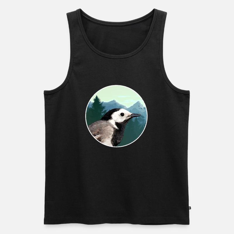 Bachstelze Profil Wald Emblem - Männer Premium Bio Tank Top - Schwarz