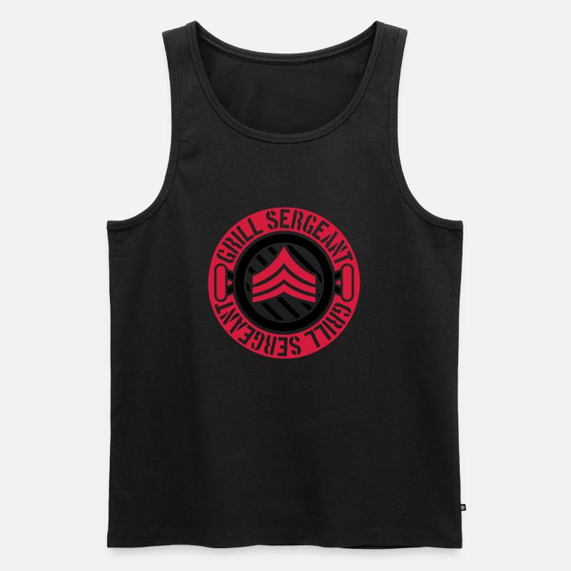 Barbecue Grill Sergeant Stempel - Männer Premium Bio Tank Top - Schwarz