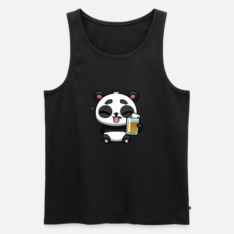 Panda Bier Kawai - Männer Premium Bio Tank Top - Schwarz