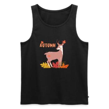 Leaf Autumn Tree Orange Fall Leaves Season - Men's Premium Organic Tank Top - black - Front - AI Model Male 178 light (178cm)