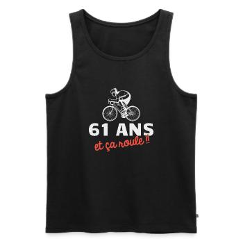 61 ans et ça roule Cyclisme Vélo - Débardeur bio Premium Homme - noir - Devant - AI Model Male 178 light (178cm)