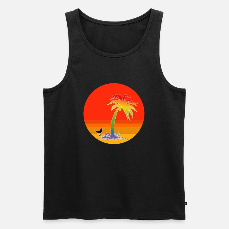 Palme Regenbogen - Männer Premium Bio Tank Top - Schwarz