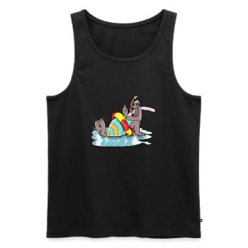 Ce lion de mer est prêt pour une belle baignade - Débardeur bio Premium Homme - noir - Devant - AI Model Male 178 light (178cm)