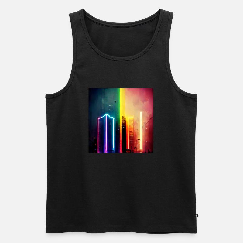 Pride Regenbogen Liebe Neonlichter - Männer Premium Bio Tank Top - Schwarz