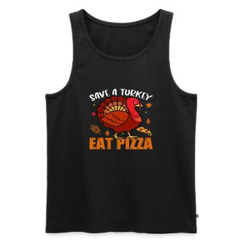 Save a Turkey Eat Pizza - Men's Premium Organic Tank Top - black - Front - AI Model Male 178 light (178cm)