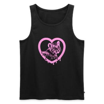 Tiger in the Heart - Pink - Men's Premium Organic Tank Top - black - Front - Michal (187cm)