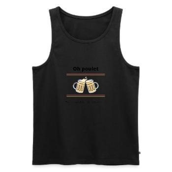 Oh poulet tu prends un canon - Débardeur bio Premium Homme - noir - Devant - AI Model Male 178 light (178cm)