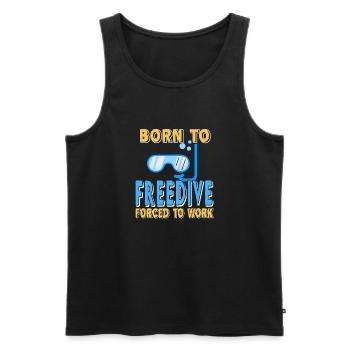 Born To Freedive, forced to work - Men's Premium Organic Tank Top - black - Front - AI Model Male 178 light (178cm)