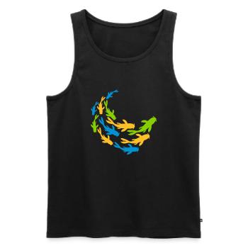 Bunter Schwarm Koi Fische - Männer Premium Bio Tank Top - Schwarz - Vorne - Michal (187cm)