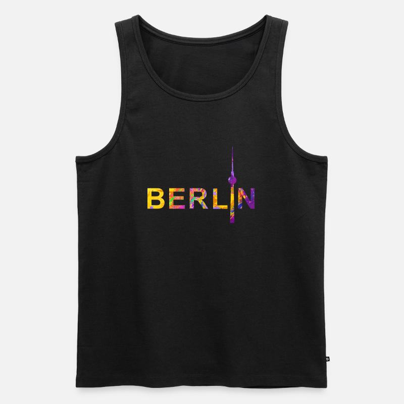 Berlin mit Fernsehturm - Männer Premium Bio Tank Top - Schwarz