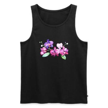 Belles orchidées tropicales fleurs tropicales - Débardeur bio Premium Homme - noir - Devant - AI Model Male 178 light (178cm)