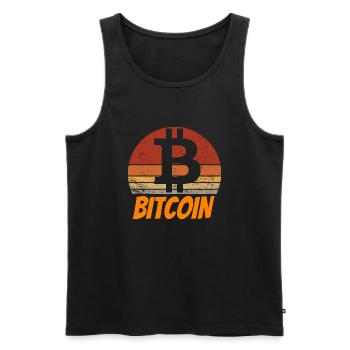 Bitcoin BTC Vintage Rétro Sunset - Débardeur bio Premium Homme - noir - Devant - AI Model Male 178 light (178cm)