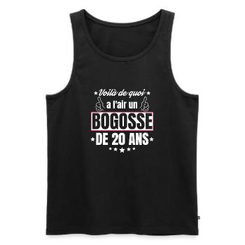 Bogosse de 20 Ans idée Cadeau d'anniversaire 20ans - Débardeur bio Premium Homme - noir - Devant - AI Model Male 178 light (178cm)