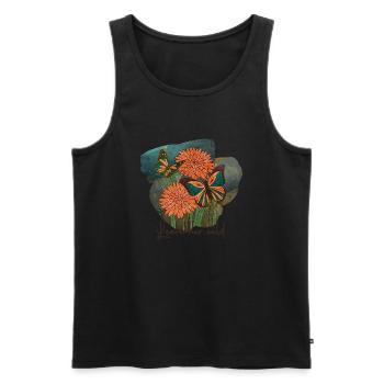 Schmetterling Blume blumig Sprüche Spruch Blumen - Männer Premium Bio Tank Top - Schwarz - Vorne - Michal (187cm)
