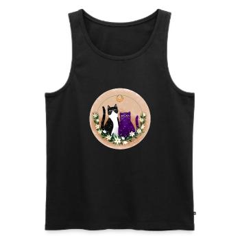 Zwei Katzen - Männer Premium Bio Tank Top - Schwarz - Vorne - AI Model Male 178 light (178cm)