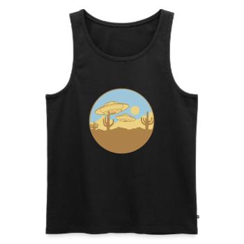 Fliegende Wüsten UFOs Szene - Männer Premium Bio Tank Top - Schwarz - Vorne - Michal (187cm)