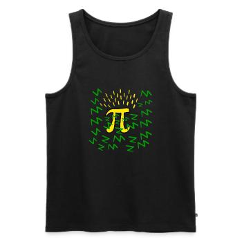 Pi éclairs verts et Jaunes Maths Ingénieur Science - Débardeur bio Premium Homme - noir - Devant - Michal (187cm)
