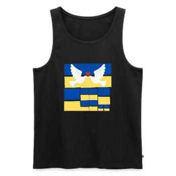 Frieden Friedenstaube auf der Ukrainischen Flagge - Männer Premium Bio Tank Top - Schwarz - Vorne - Michal (187cm)