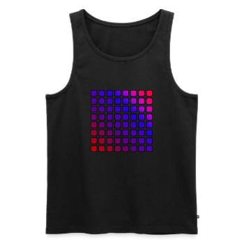 Red blue and Pink gradient Squares - Men's Premium Organic Tank Top - black - Front - AI Model Male 178 light (178cm)