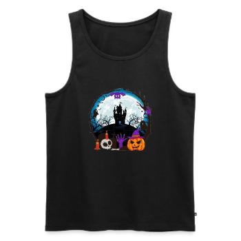 Halloween Gruselhexe Horror Geist Monster - Männer Premium Bio Tank Top - Schwarz - Vorne - Michal (187cm)