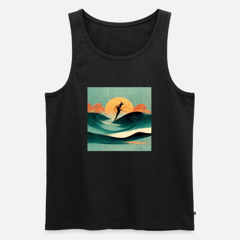 Surfer stilisiert - Männer Premium Bio Tank Top - Schwarz