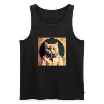 British Cat Retro Shorthair - Débardeur bio Premium Homme - noir - Devant - Michal (187cm)