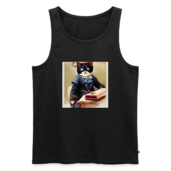 Cat School Sweet Vintage - Men's Premium Organic Tank Top - black - Front - Michal (187cm)