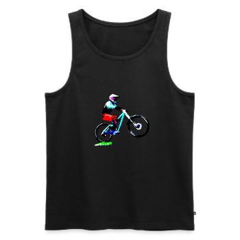 MTB bergab - Männer Premium Bio Tank Top - Schwarz - Vorne - AI Model Male 178 light (178cm)