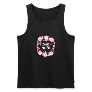 nounou en or Couronne de fleurs - Débardeur bio Premium Homme - noir - Devant - Michal (187cm)