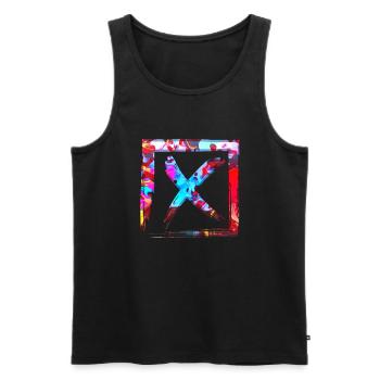 Forme de symbole typographie lettre Alphabet X - Débardeur bio Premium Homme - noir - Devant - AI Model Male 178 light (178cm)