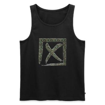 Forme de symbole typographie lettre Alphabet X - Débardeur bio Premium Homme - noir - Devant - AI Model Male 178 light (178cm)