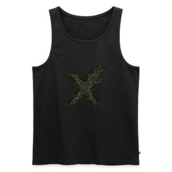 Forme de symbole typographie lettre Alphabet X - Débardeur bio Premium Homme - noir - Devant - AI Model Male 178 light (178cm)